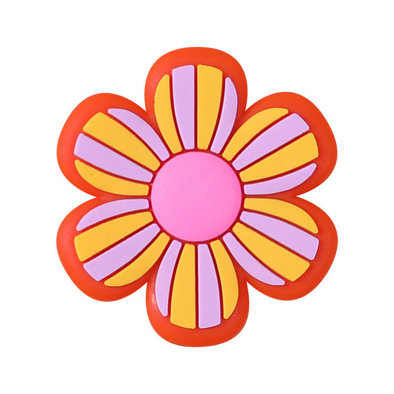 Wholesale 20pcs 3D Silicone Beads Colorful Flower Pattern Beads